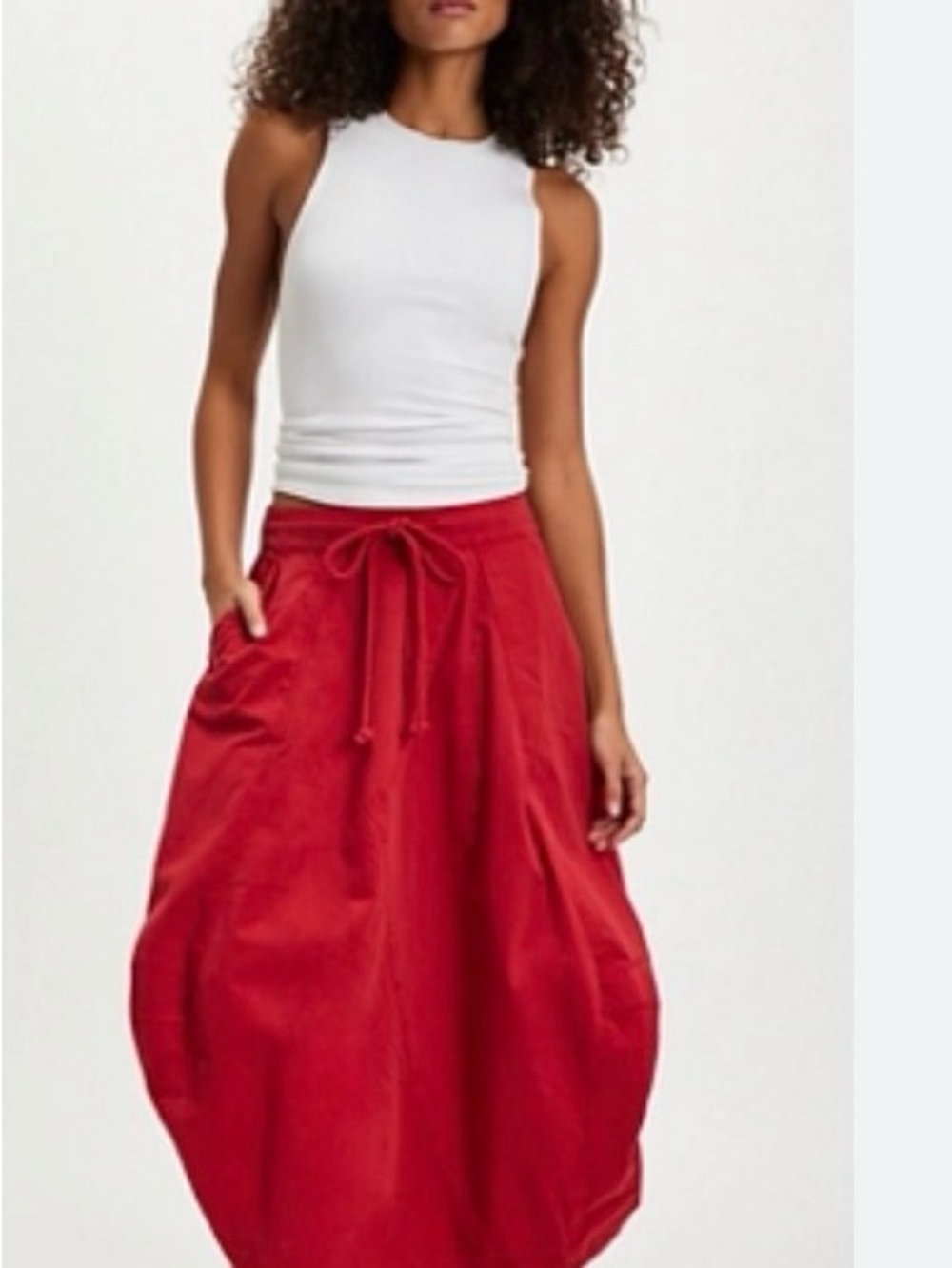 FREE PEOPLE WILLOW POPLIN MAXI SKIRT, Red